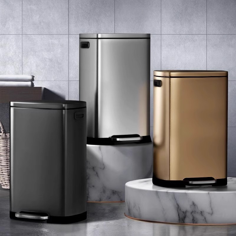 Basurera de acero inoxidable cocina doméstica pie con cubierta hotel oficina comercial super grande capacidad 50 litros