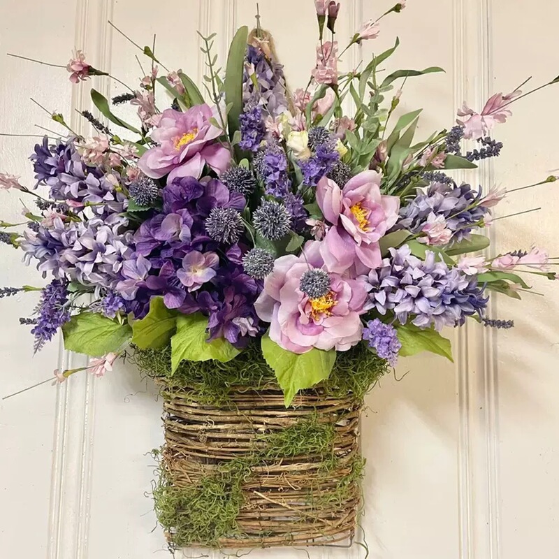 2025 Cross-Border Spring Wreath Summer Basket Front Door Hanging Decoration Amazon Spring Artificial Flower Decoration Door Basket New Product 2025 Cross-Border Spring Wreath Summer Basket Front Door Hanging Decoration Amazon Spring Artificial Flower Decoration Door Basket New Product