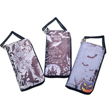 万圣节外贸新款钱包  复古骷髅头印花蝙蝠南瓜女士大容量收纳袋