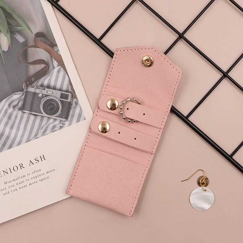 В наличии легкая роскошная микрофибровая сумка для ювелирных украшений с застежкой-кнопкой, дорожная сумка для хранения сережек и колье, складной чехол для хранения