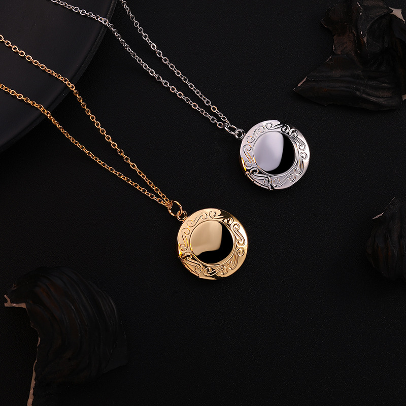 Copper Pendant Material Titanium Steel Copper 18K Gold Plated White Gold Plated Plating Round Locket Necklace