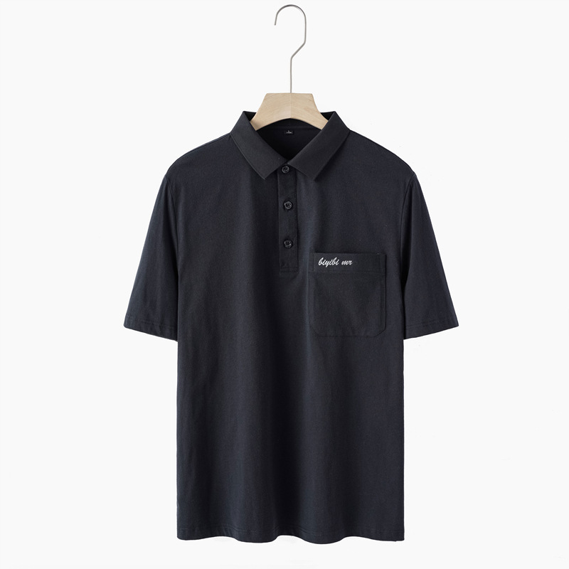 中年男性半袖純綿tシャツ夏poloシャツ吸汗通気性パパカジュアル上着ラペルtシャツ|undefined