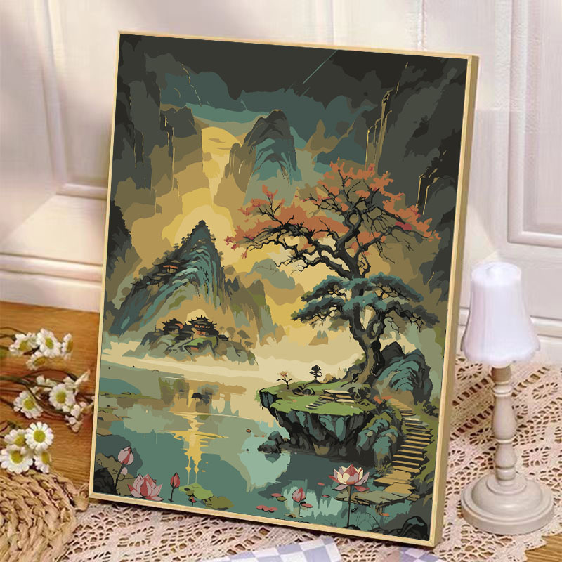 中国风数字油画diy小众自然风景填色油彩画卧室挂墙房间装饰画|undefined