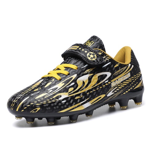 Boys' and girls' children's non-lace Velcro football shoes, children's cleats, elementary school students' long-stud competition training sports shoes