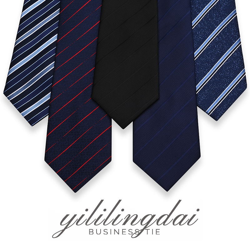 新款斜条纹男士领带色织提花涤纶丝手打领带衬衫西服配饰领带批发