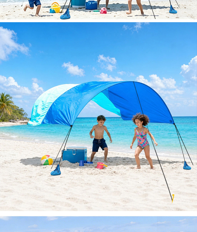 Cross-border seaside beach sunshade canopy for leisure vacations, waterproof, sun-proof, portable, wind-resistant outdoor camping sunshade tent