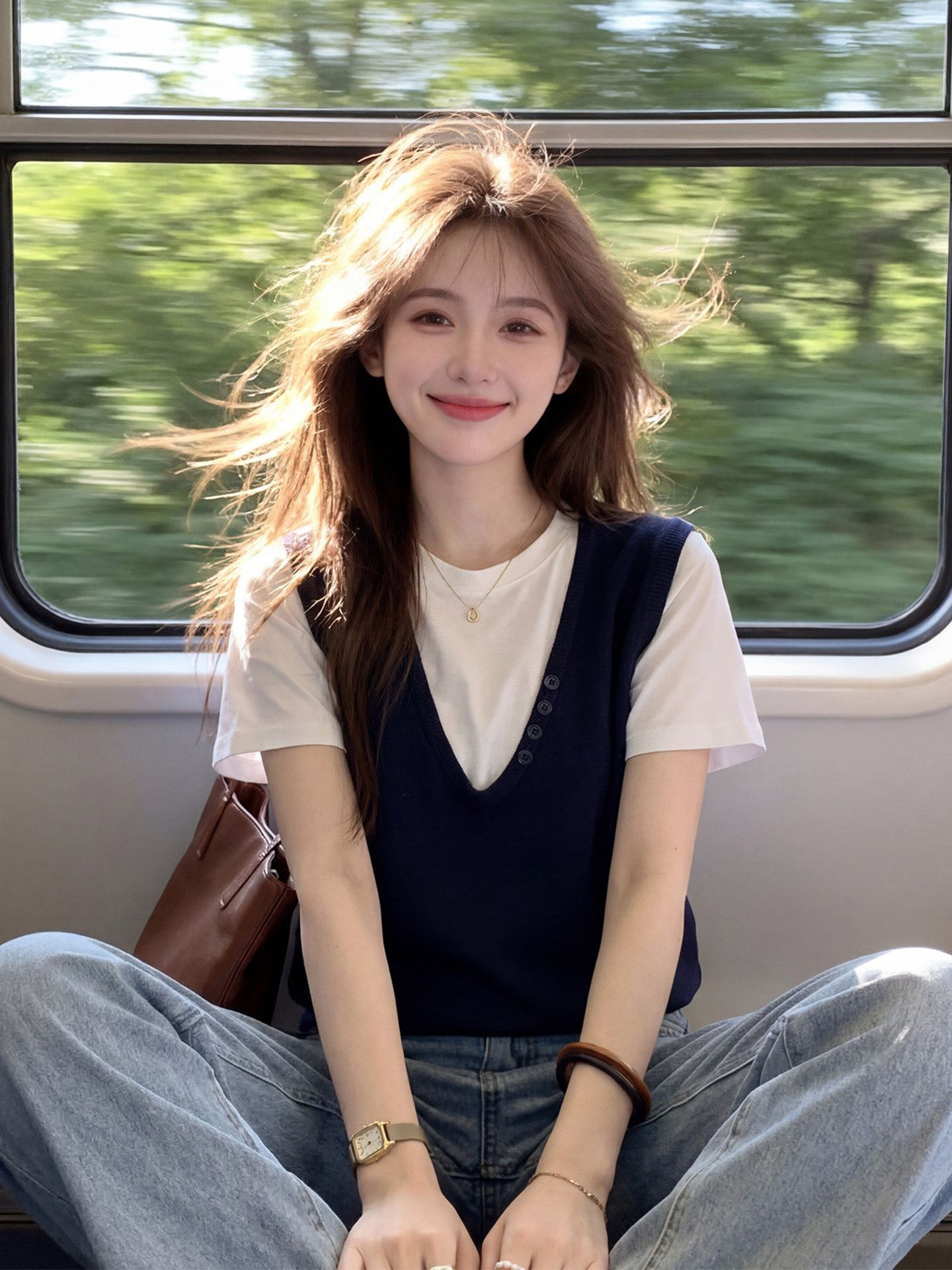 Áo thun nữ tay ngắn phong cách lười biếng, thiết kế giả hai mảnh phối màu tương phản — màu đen