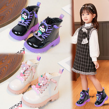 女童单靴可爱库洛米皮靴秋冬加绒保暖马丁靴2025新款中大童短靴软