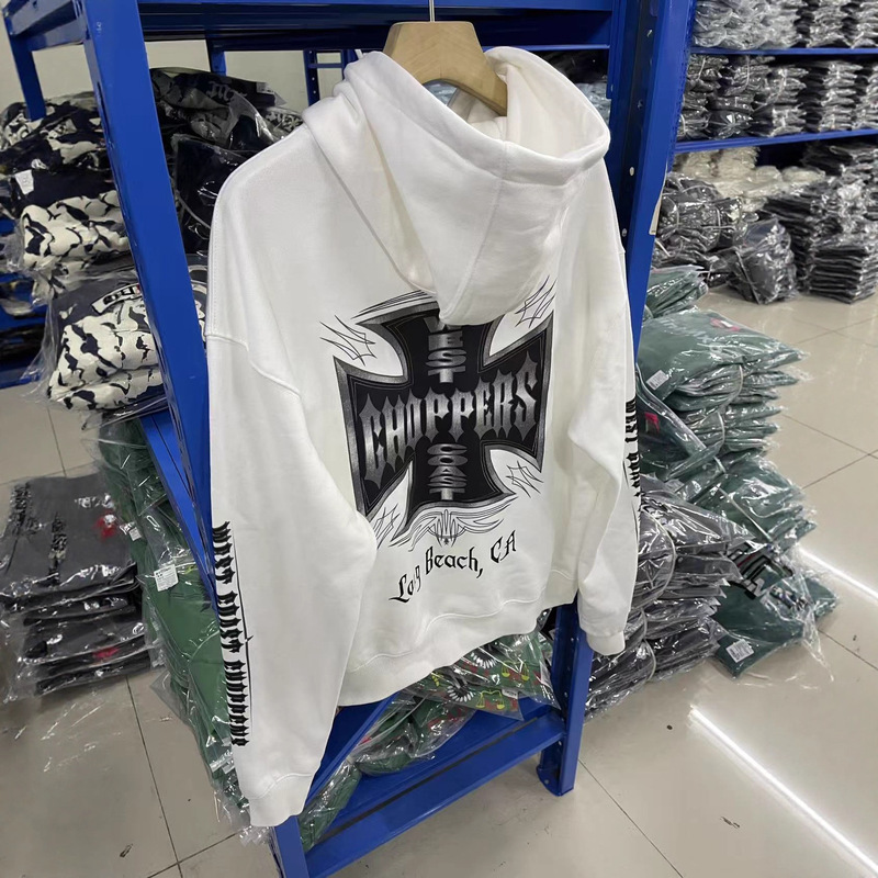 West Coats重磅vintage标志性十字印花logo帽衫连帽卫衣男女潮牌|undefined