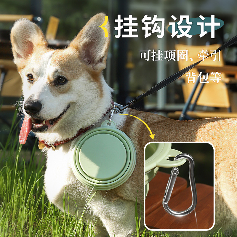 Cuenco plegable al por mayor Cuenco para perros portátil al aire libre Botón de escalada de silicona Agua potable Alimentador para perros Gato y perro Beber Silicona