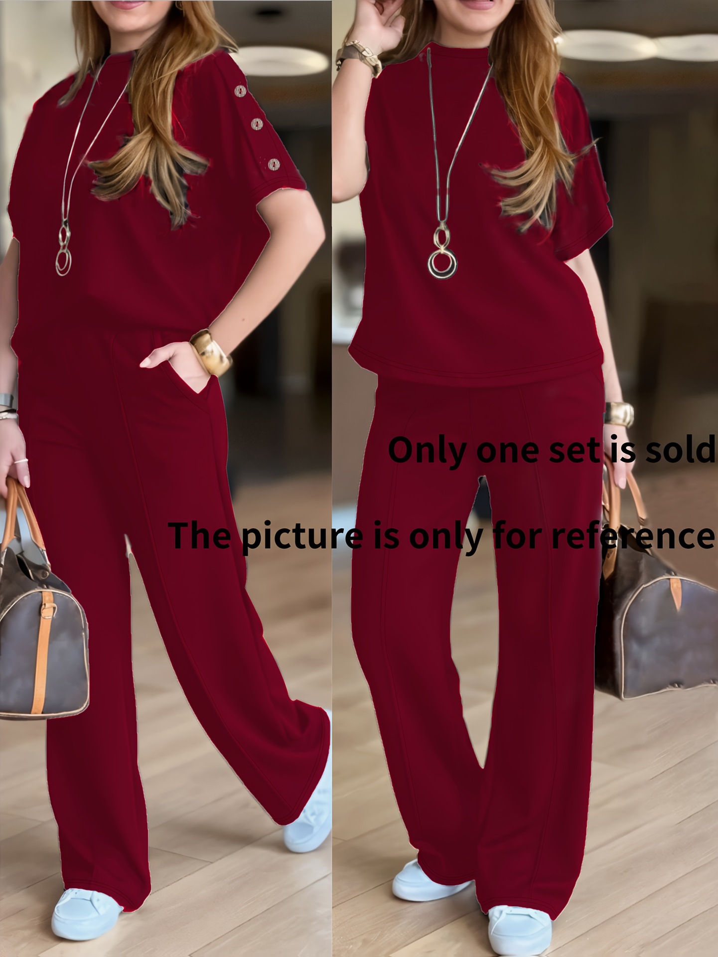 Women's Casual Two-Piece Set, Solid Color Loose Fit Lounge Wear, Comfortable Long Sleeve Top And Trousers Outfit_ecoleips.com