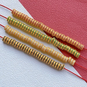 Ancient S925 Silver Gold-Plated Inlaid Red, Blue and White Rhinestone Spacer Spacer Large Hole DIY Bracelet Rope Accessories