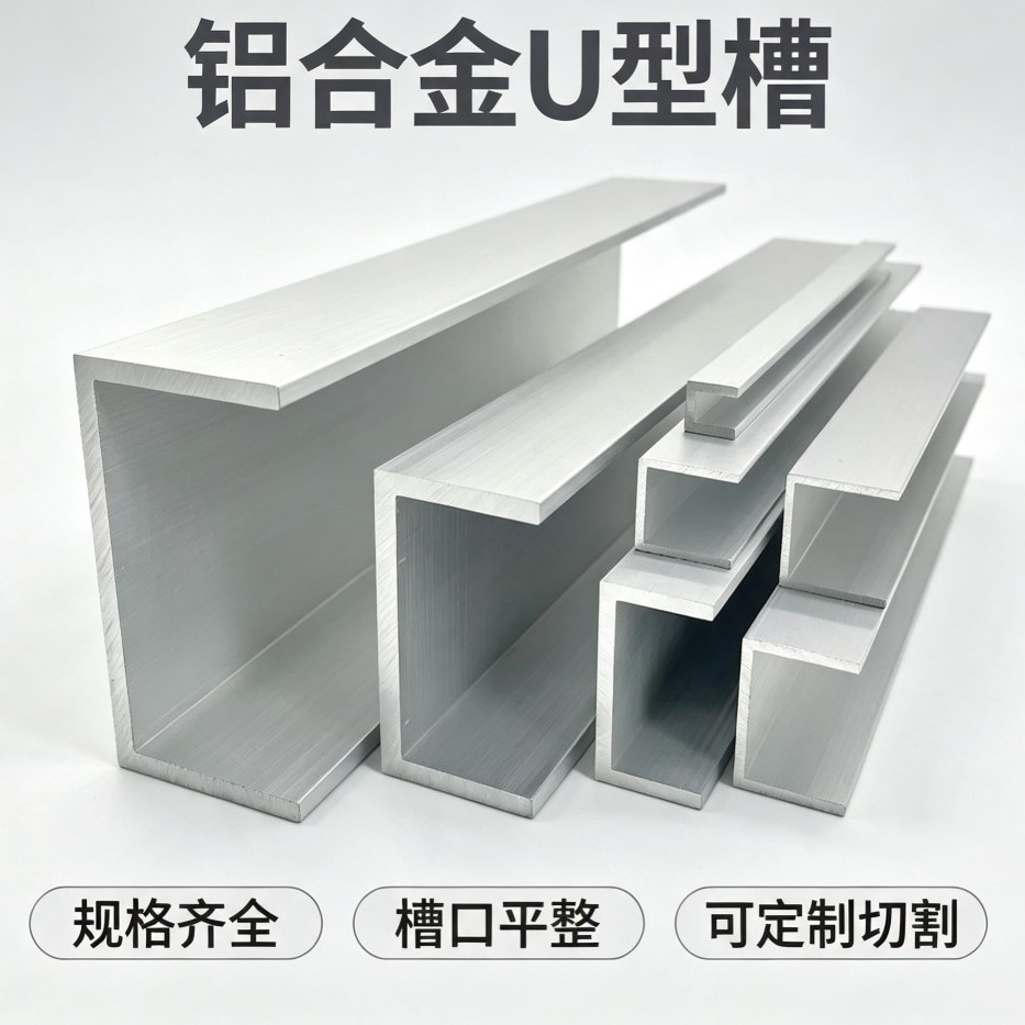 批发槽铝U型铝槽型材导轨卡槽玻璃固定铝合金槽条U形轨道凹槽铝材