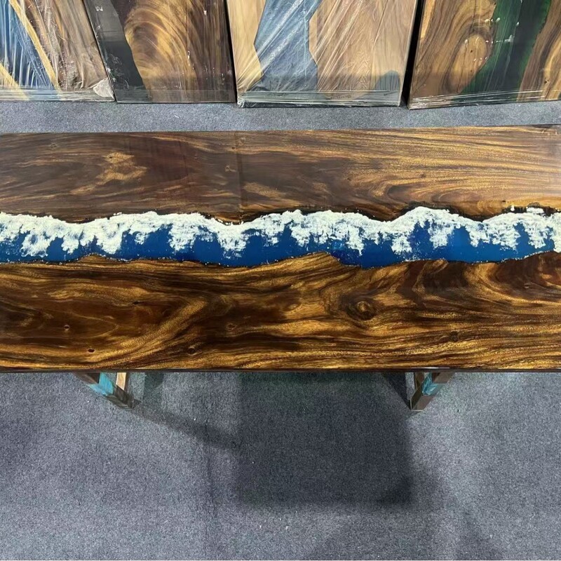 European Creative Epoxy Resin Table Household Solid Wood Resin Dining Table Rectangular Dining Table Computer Table Coffee Table Wholesale