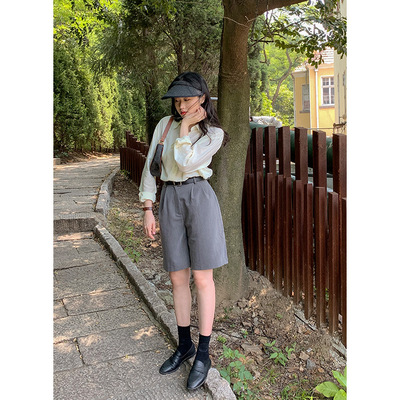 【congye】帅气中性风西裤2021秋褶皱经典 ins西装高腰休闲裤2620