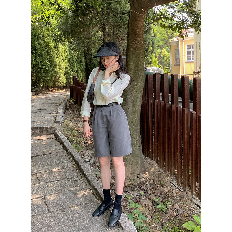 【congye】帅气中性风西裤2021秋褶皱经典 ins西装高腰休闲裤2620