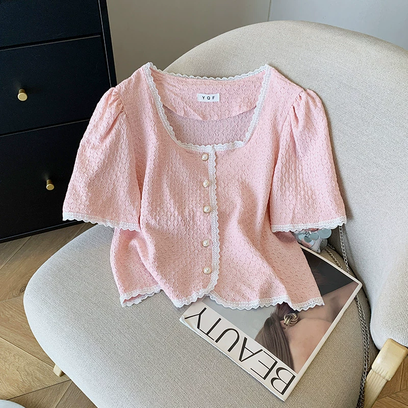 YS8 реальный снимок в наличии 2025 лето новый дизайн элегантная маленькая ароматная блузка короткая французская подкладка