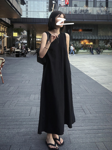 French Audrey Hepburn-style elegant long dress for women, summer unique and distinctive black backless sleeveless bustier dress