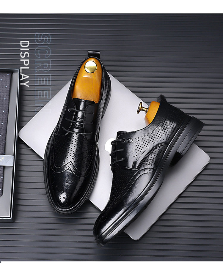 Giày sandal da nam kiểu Brogue khoét lỗ thoáng khí cỡ lớn — Kiểu khoét rỗng màu nâu, Màu nâu, dùng được bốn mùa, Mẫu đen bốn mùa, Kiểu khoét rỗng màu đen chi tiết 18