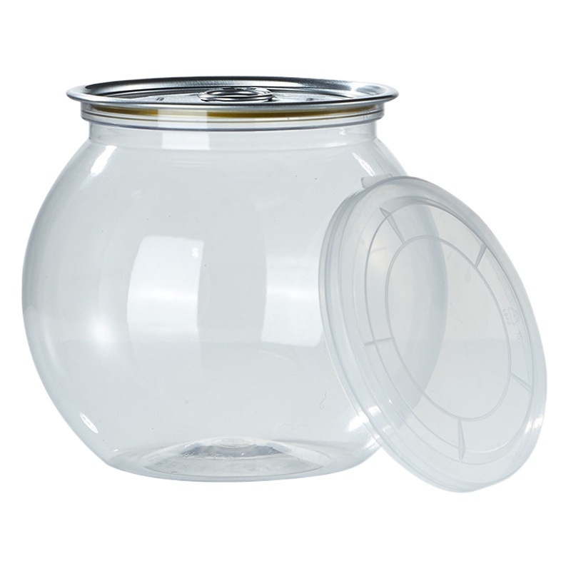 Tapa de aluminio Plástico Tarro de comida transparente Nueces Varios cereales Aperitivos Tarro sellado de miel Pet Botella de boca al por mayor