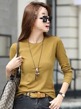 早秋长袖t恤女2025新款秋冬上衣修身圆领简约打底衫体桖小衫