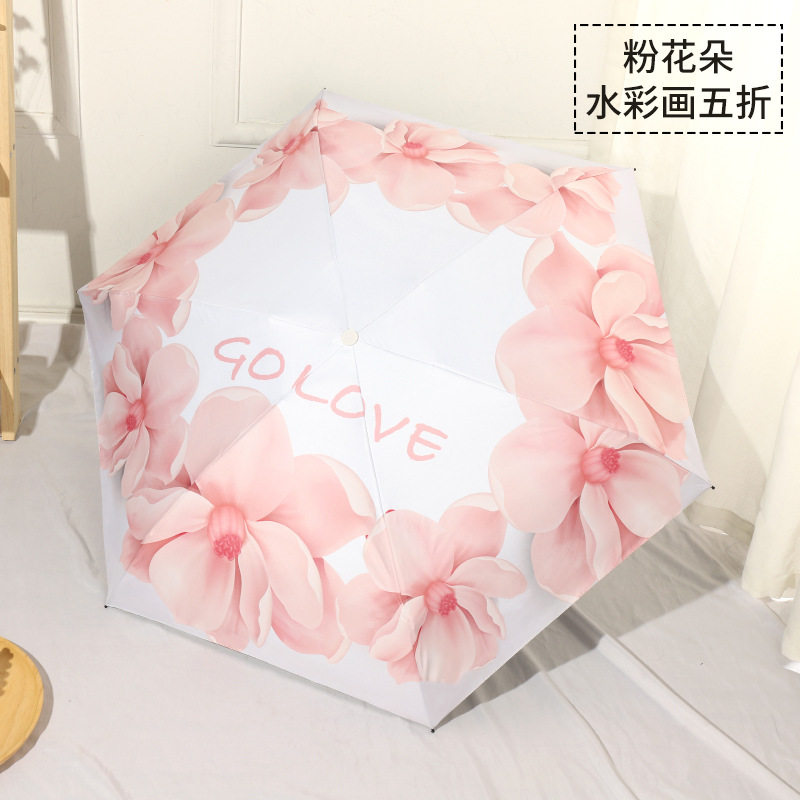 Sombrilla Plegable de Bolsillo con Vinilo Negro y Protección UV para Sol y Lluvia