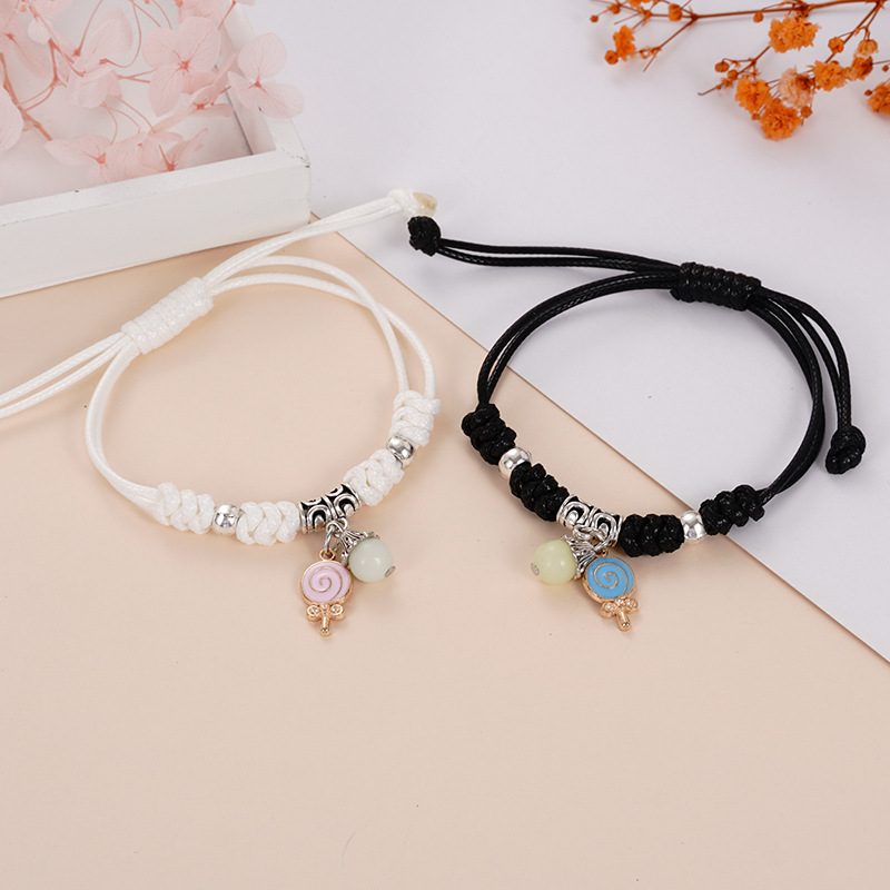 Bracelets Classification Cute Moon Starfish Cat Alloy Luminous Beads Wax Line Woven Chain String Bracelets Wholesale