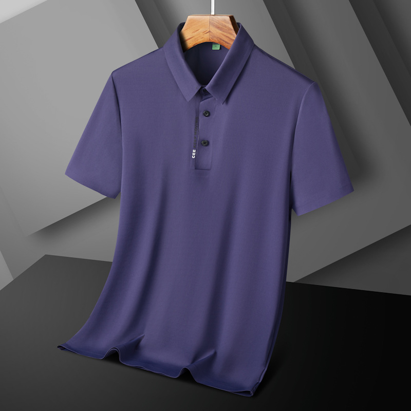 2024 hielo seda de secado rápido sin costuras polo de hombre de manga corta verano más grasa más talla camiseta de solapa gorda al por mayor