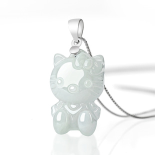 Natural Burmese A goods Jade cartoon cat pendant ice jade pendant cute women's jade pendant gift wholesale