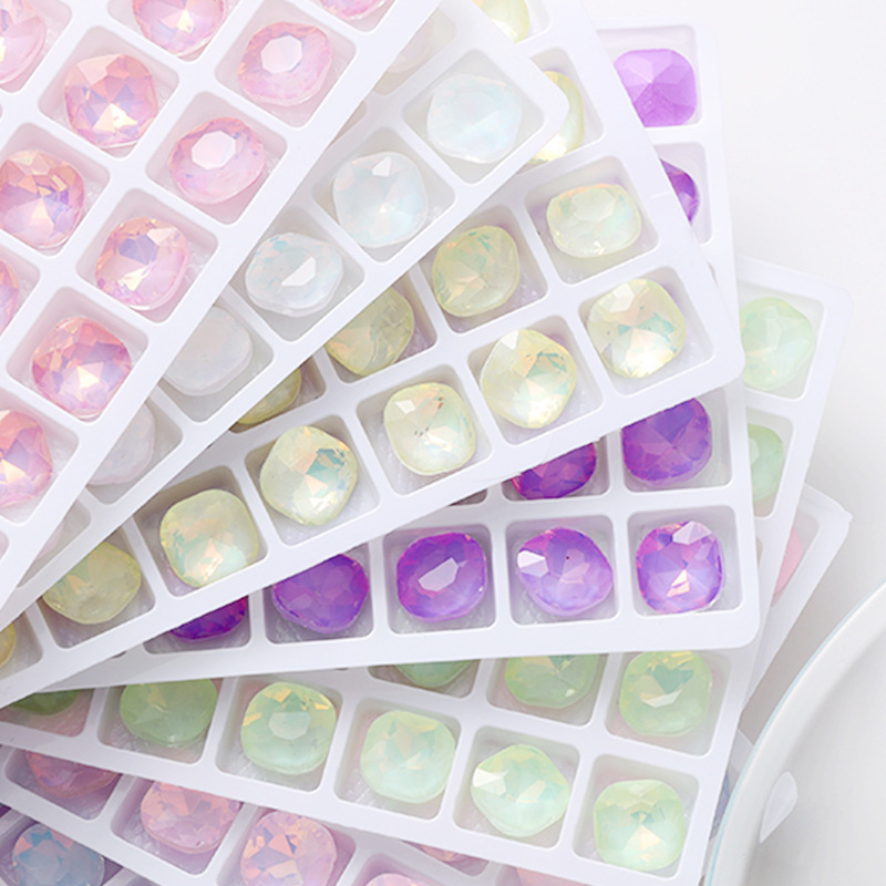 Cross-Border New Fat Square Protein Rhinestone Internet Celebrity Nail Art Crystal Purple Pointed Bottom Special-Shaped Diamond Super Flash Natural Color Manufacturer Wholesale