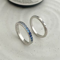 王俊凯周边叠戴小螃蟹海洋蓝钻排钻戒指情侣款素圈星芒开口戒指环