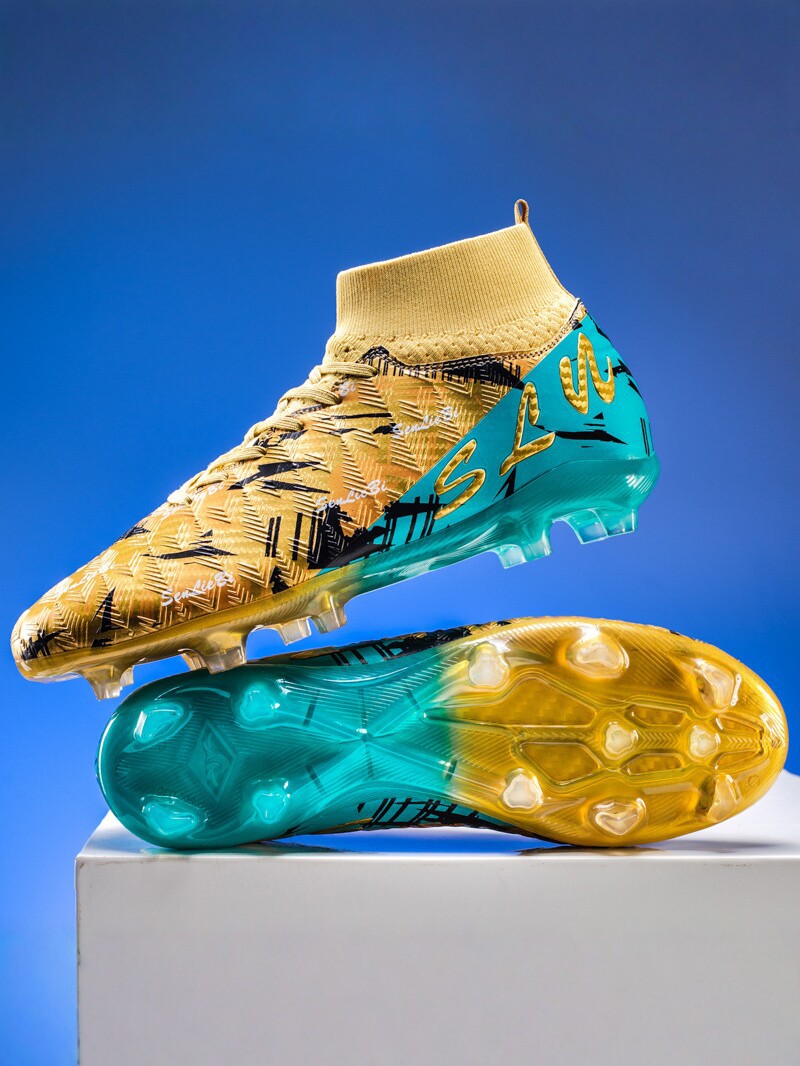 Zapatos de fútbol transfronterizos de clavos de alto impacto para niños y niñas, zapatos de entrenamiento antideslizantes transpirables para adultos, zapatos deportivos profesionales de clavos largos image 5