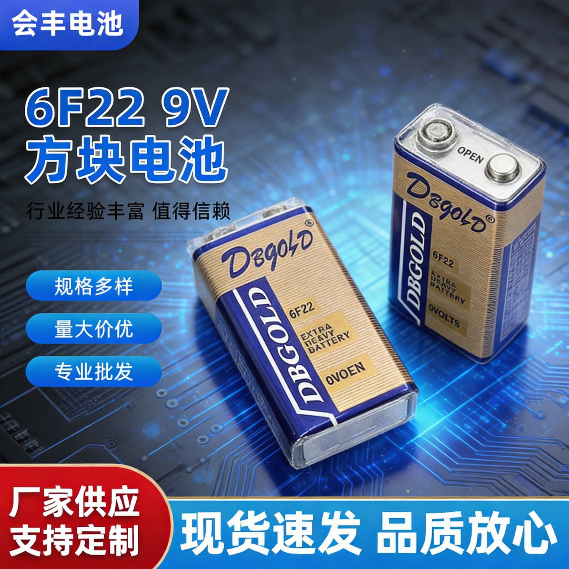 万用表9V 6F22电池麦克风话筒体温枪烟雾报警器仪表仪器工厂直销