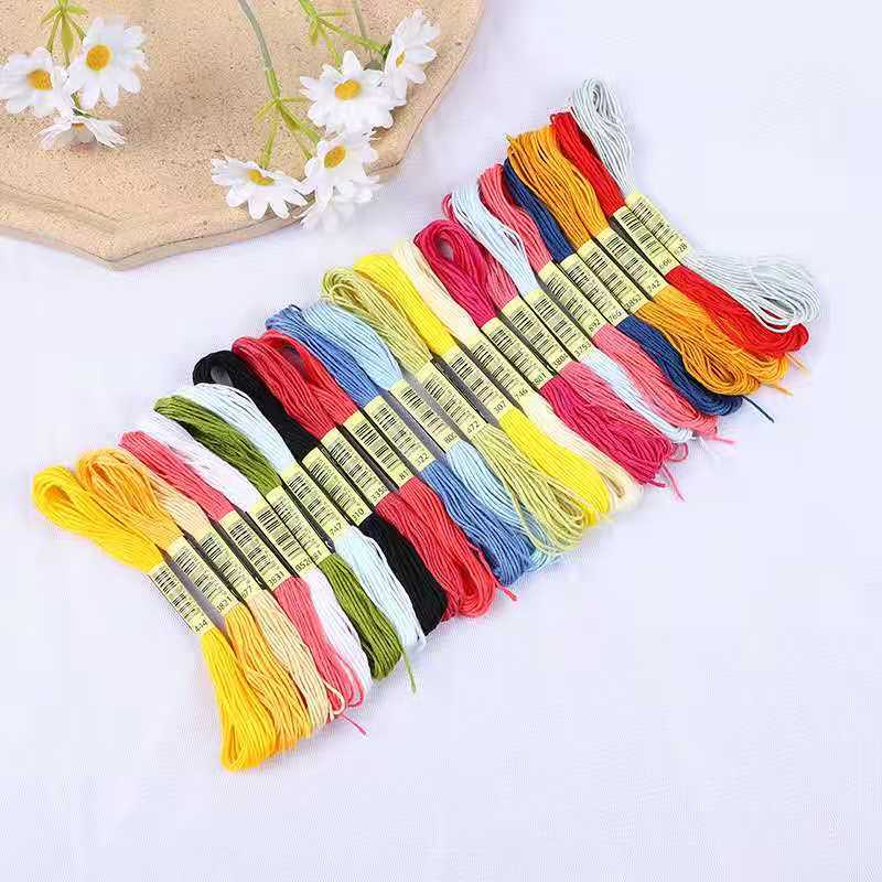 Cross Stitch Thread Manufacturer Spot Wholesale Embroider Thread Ecological Polyester Cotton Thread 8.6m Strands Embroider Toys DIY Colorful