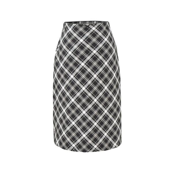 Retro long autumn demi-season fitted skirt with bow