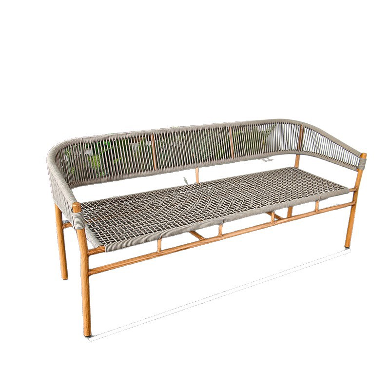 Sofá al aire libre silla de caña de ocio jardín al aire libre patio nórdico madera maciza tela de caña balcón al aire libre combinación cómodo impermeable