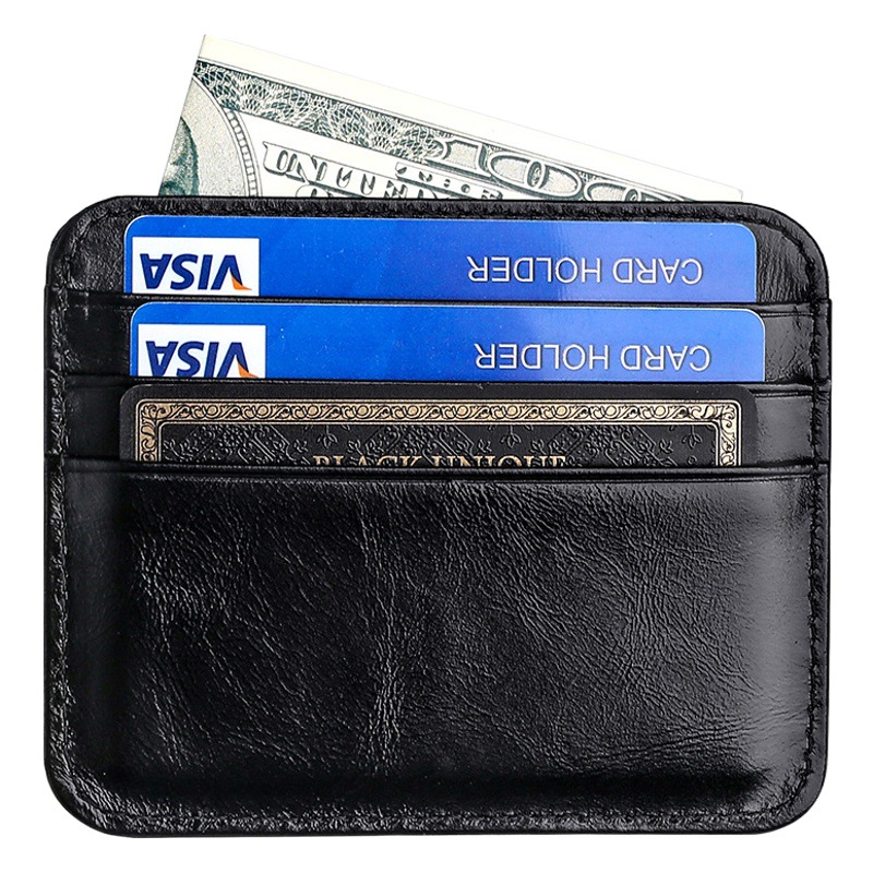 Genuine Leather Card Holder ID Bag Anti-magnetic Head Layer Cowhide Logo in stock Ultra-thin Multi-card Cross-border Card Bag for Men and Women