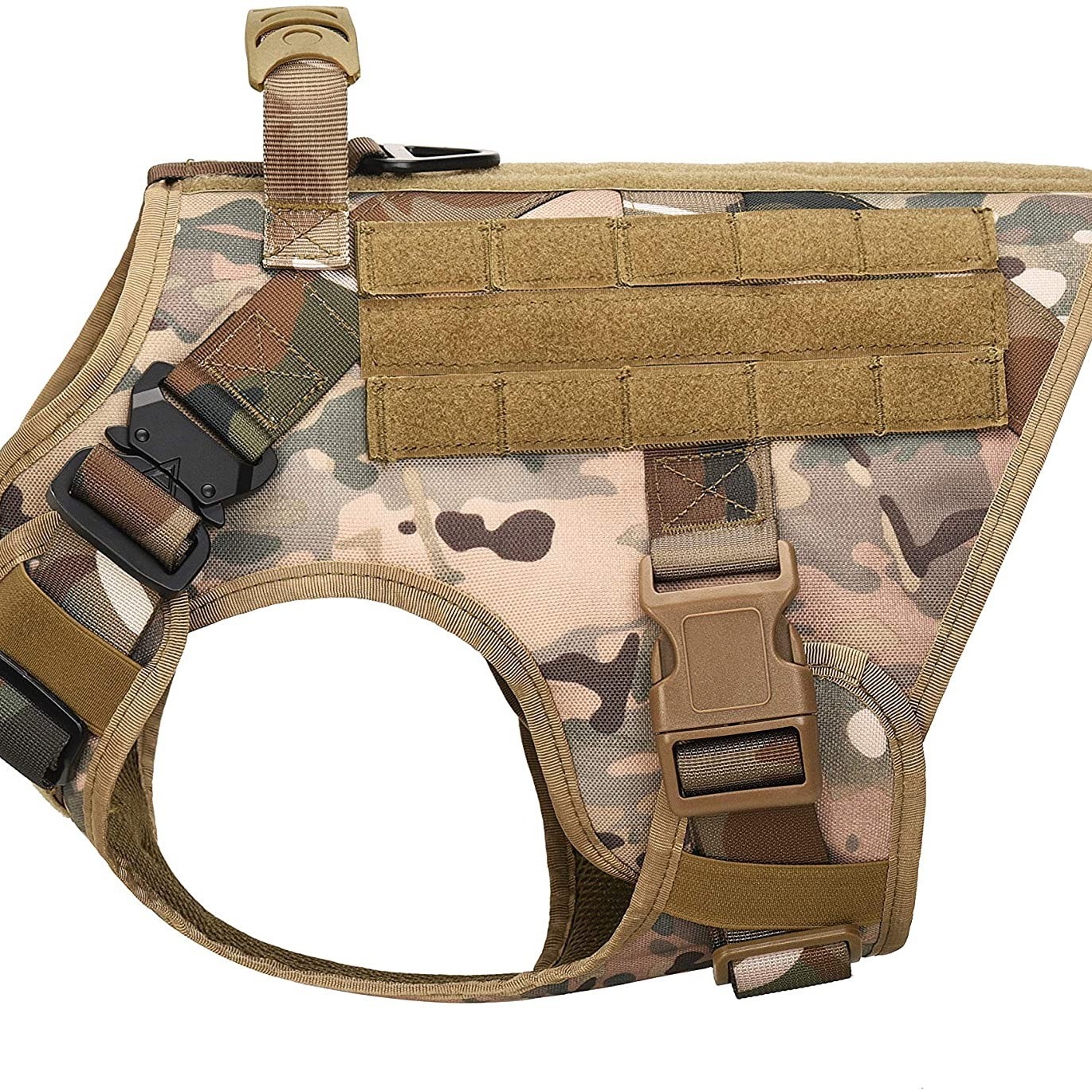 (2개) 금속 버클과 루프 패널 탄성 개 밧줄이있는 손잡이 훈련이있는 전술 개 조끼