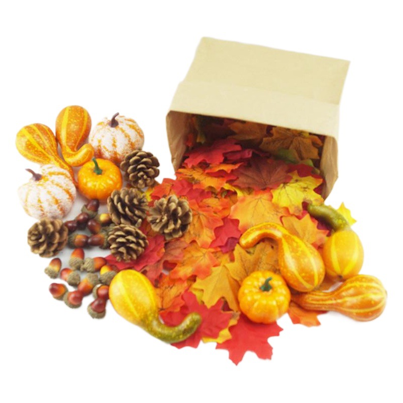 Venta caliente transfronteriza simulación calabaza ACORN simulación hoja de arce cono de pino calabaza blanca decoración de Halloween accesorios de tiro