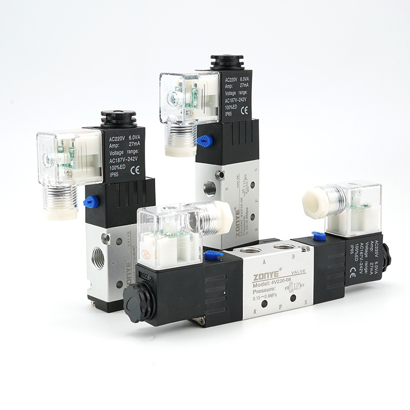 気動電磁弁4v 210年少二位五通dc 24v/ac 220v方向転換電子弁310/410銀色|undefined