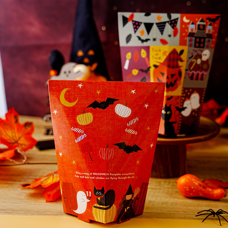 2023年跨境新款万圣节曲奇饼干纸盒子缤纷食品点心diy创意纸盒子