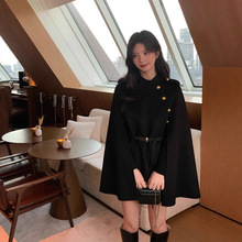 财阀千金韩版高级感今年流行毛呢外套斗篷西装呢大衣女春冬季新款