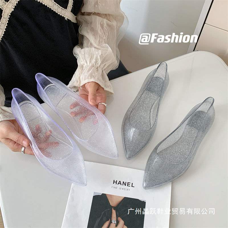 2025 봄 여름 신상 플랫 바닥 바오터우 라이트 포인티드 여성용 싱글 레인부츠 속건성 내마모성 다용도 작업화 PVC