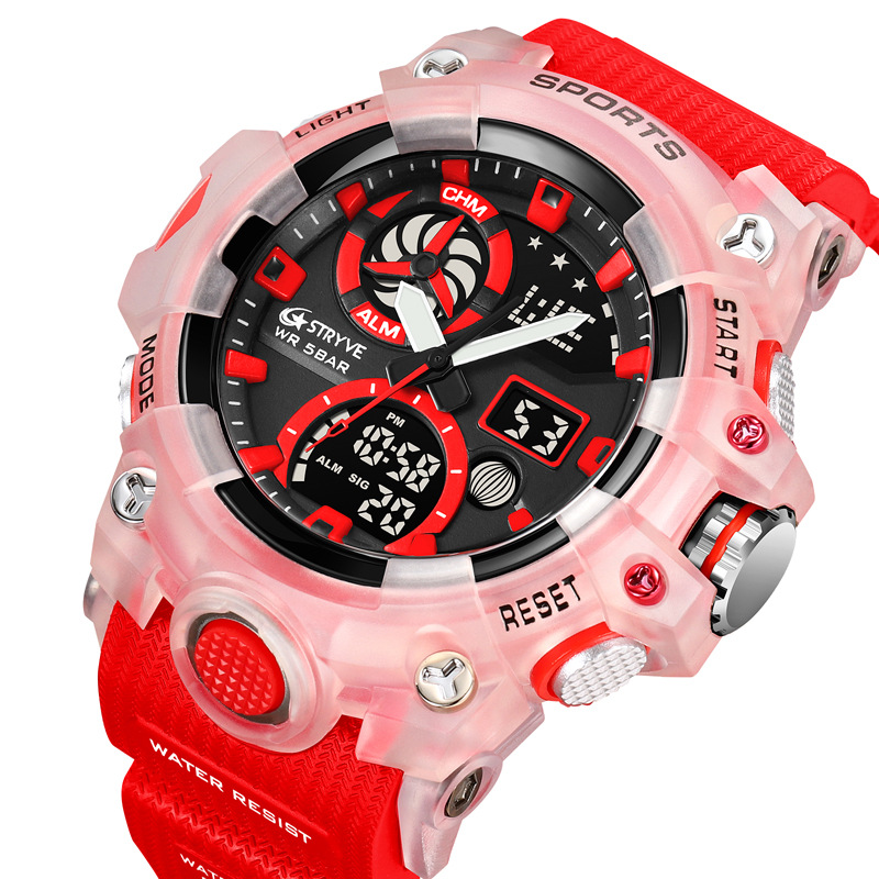 Reloj deportivo para hombre STRYVE de generación transfronteriza Correa transparente multifunción sincronización alarma luminosa reloj de Estudiante