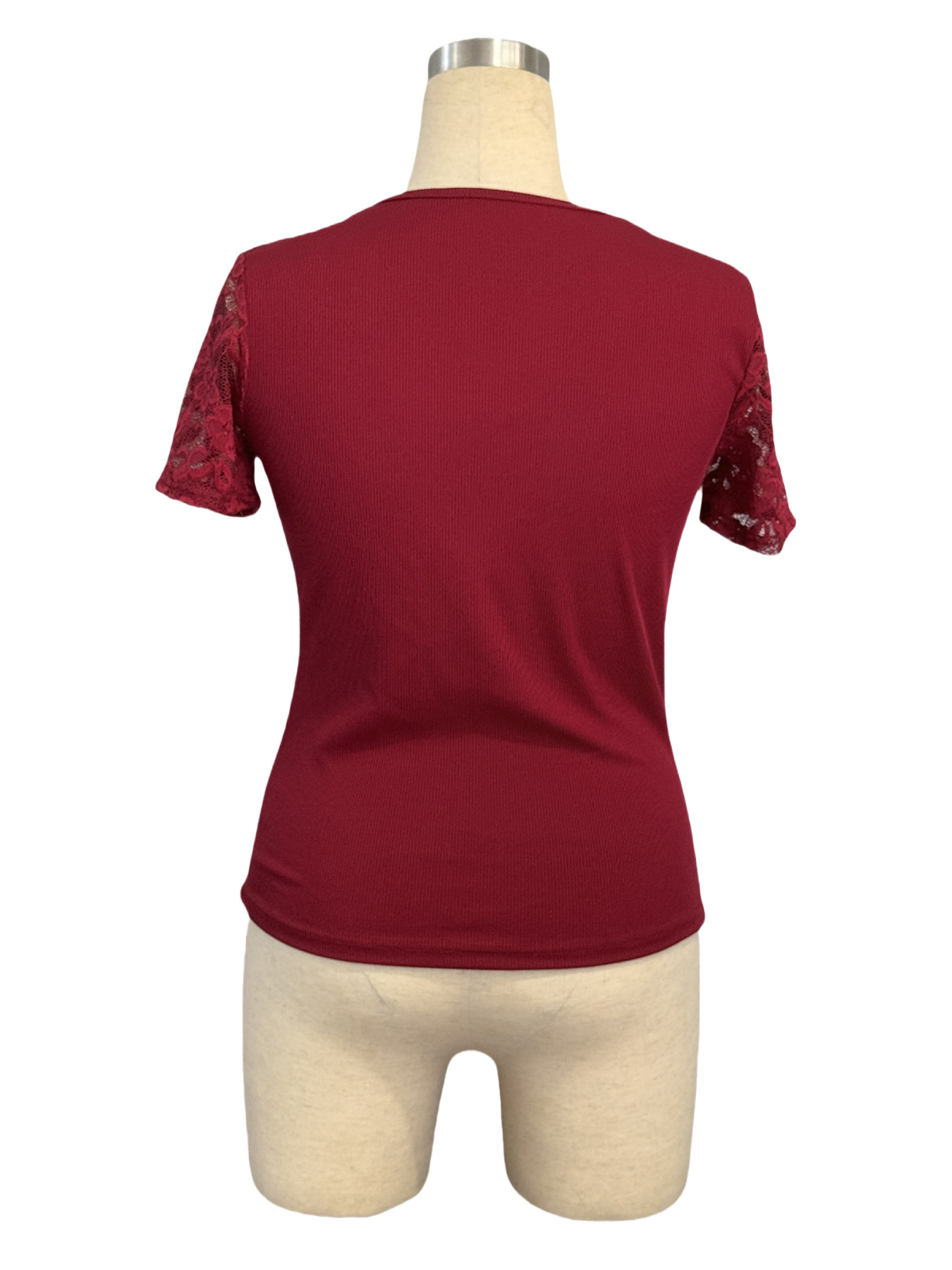 Elegante t-shirt da donna a maniche corte con dettagli in pizzo_voghion.com