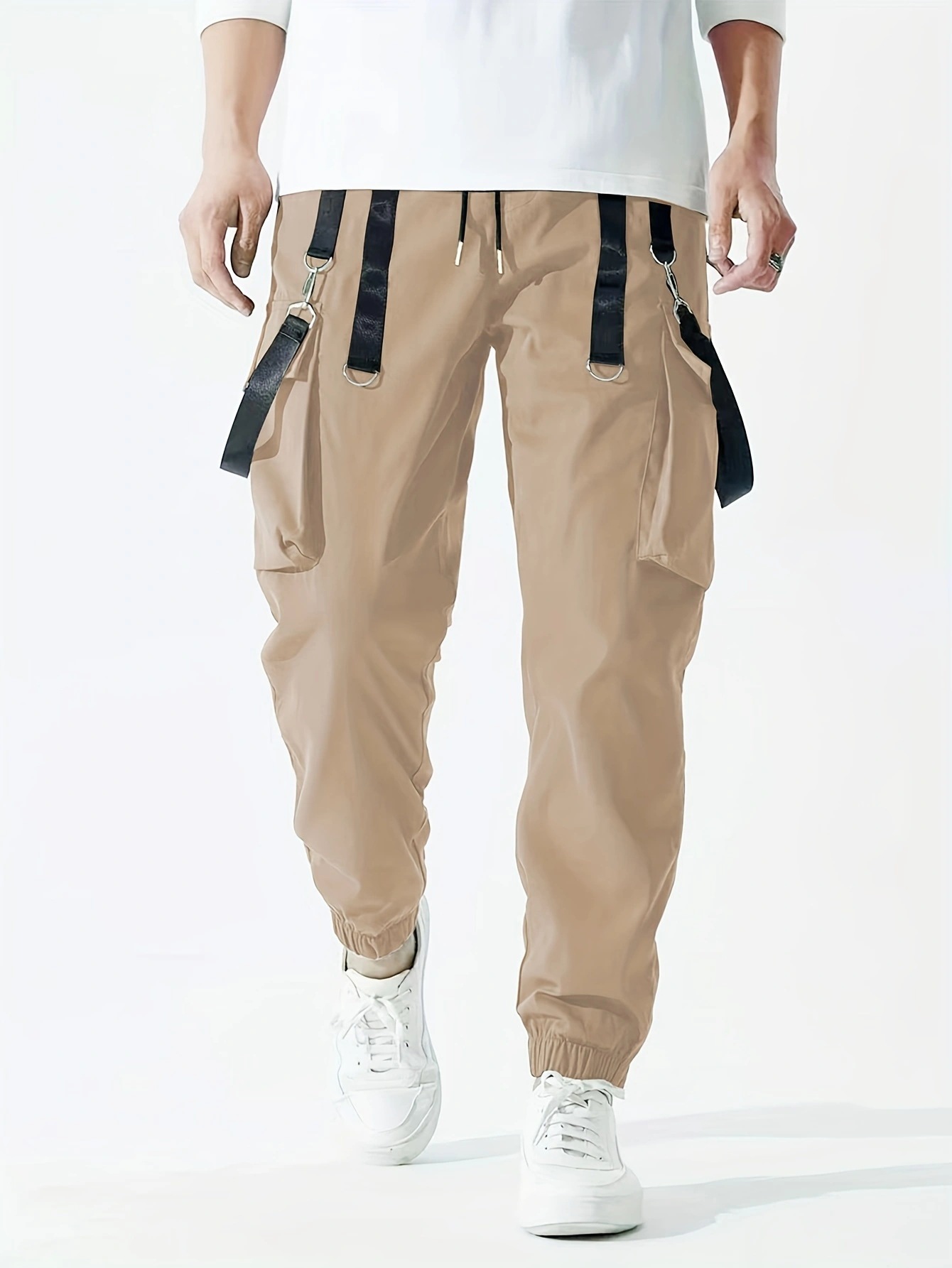 Men's Casual Ribbon Overalls Pants – Drawstring Waist, Loose Fit, Comfortable & Stylish Trousers For Everyday Wear_viptrois.com