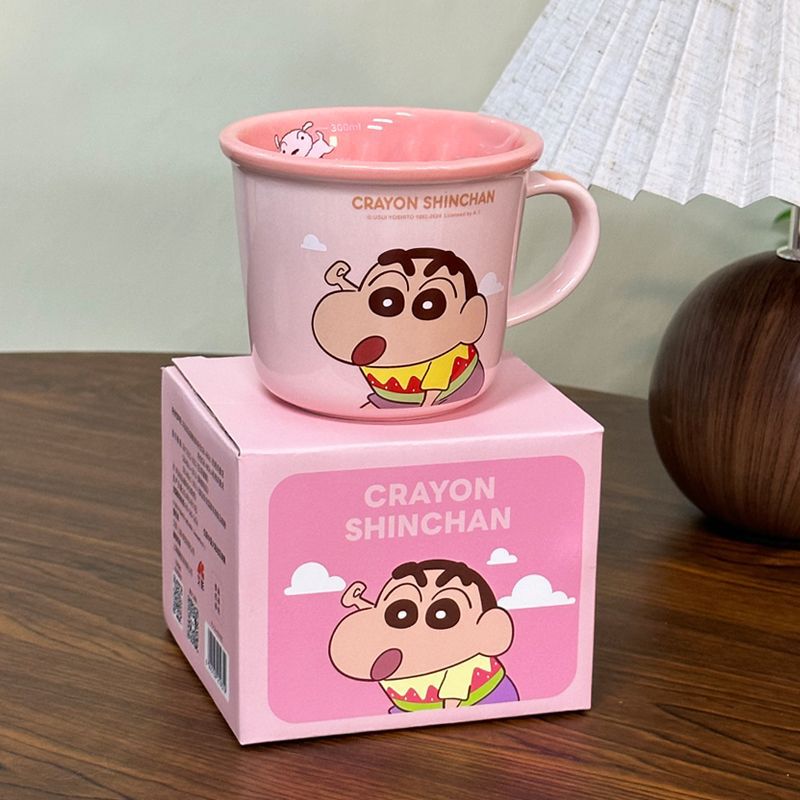 クレヨンしんちゃん かわいいセラミックマグ 子供用 スケール付きウォーターカップ カップルコーヒー 朝食カップ 誕生日プレゼント|undefined