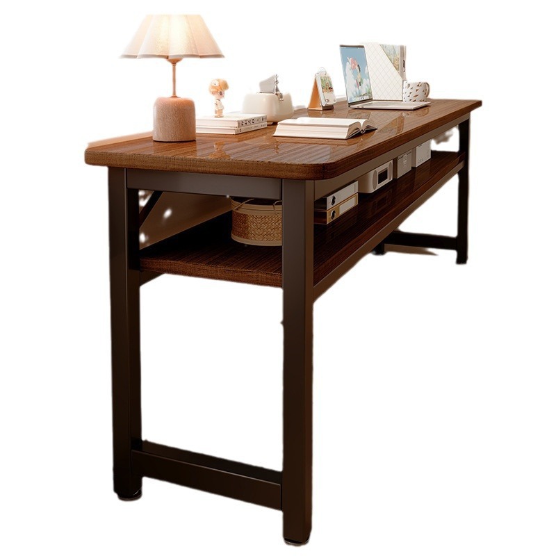 Mesa de banda larga simple escritorio de dos personas dormitorio de estudiantes escritorio de computadora de oficina tabla estrecha rectangular contra la pared