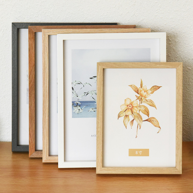 Nordic simple wood grain photo frame density board mdf wooden wall-mounted table picture frame large size photo mounting manufacturer