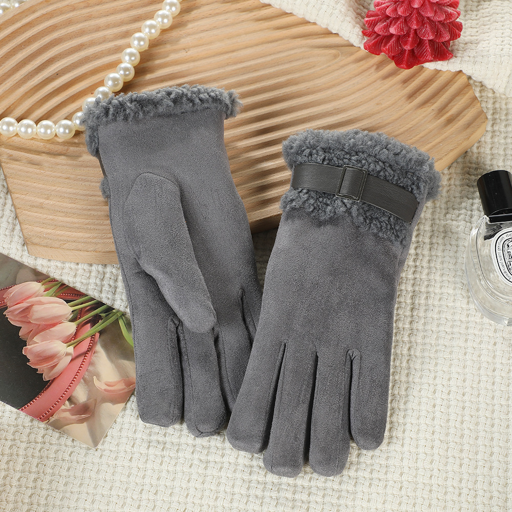 Guantes cálidos de invierno para mujeres, guantes de lana creativos para conducir vehículos eléctricos a prueba de viento con pantalla táctil de seda